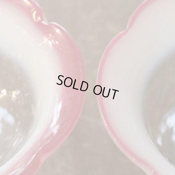 画像8: アンティーク　氷コップ　古いガラス器　乳白色×赤縁（か3410）