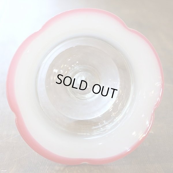 画像3: アンティーク　氷コップ　古いガラス器　乳白色×赤縁（か3410）