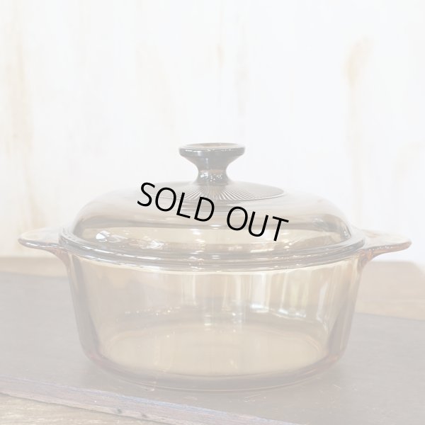 画像2: U.S.A.　コーニング　VISION　パイレックス　ガラス両手鍋　アンバー　蓋ライン　未使用品（店3485）