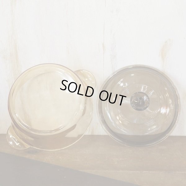 画像4: U.S.A.　コーニング　VISION　パイレックス　ガラス両手鍋　アンバー　蓋ライン　未使用品（店3485）