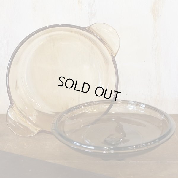 画像3: U.S.A.　コーニング　VISION　パイレックス　ガラス両手鍋　アンバー　蓋ライン　未使用品（店3485）