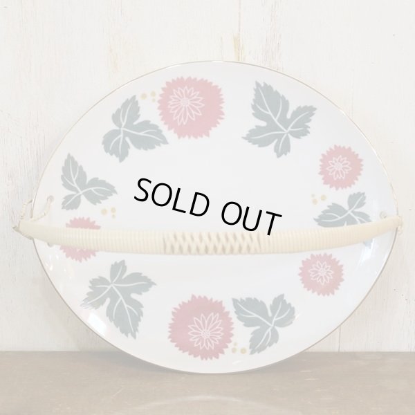 画像5: NARUMI　鳴海製陶　ハンドル付きサーブプレート/オーバルプレート　草花柄　未使用品