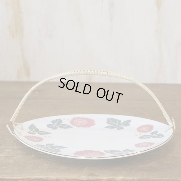 画像2: NARUMI　鳴海製陶　ハンドル付きサーブプレート/オーバルプレート　草花柄　未使用品