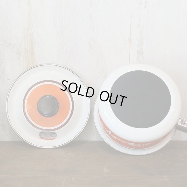 画像9: タイガーホーロー　片手鍋　モンセーブル　オレンジ＆ブラウンライン　未使用品