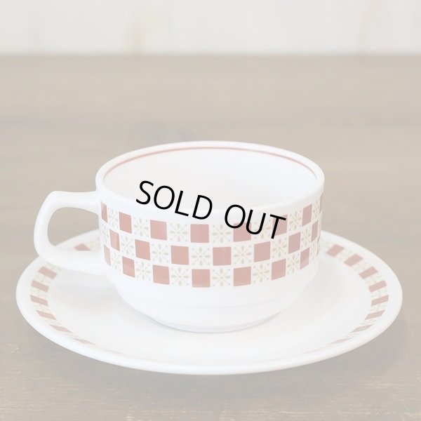 画像3: ノリタケ　PROGRESSION　ティー・コーヒーポット＆カップ＆ソーサーセット　チェッカーフラッグ柄　赤白　未使用品（む3538）