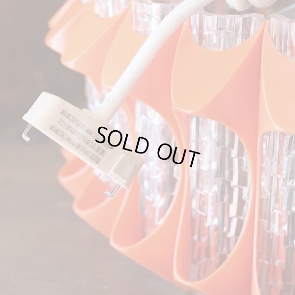 画像5: レトロ　ペンダントライト/吊り下げ照明　平形　ギザギザオレンジ　ユーズド品