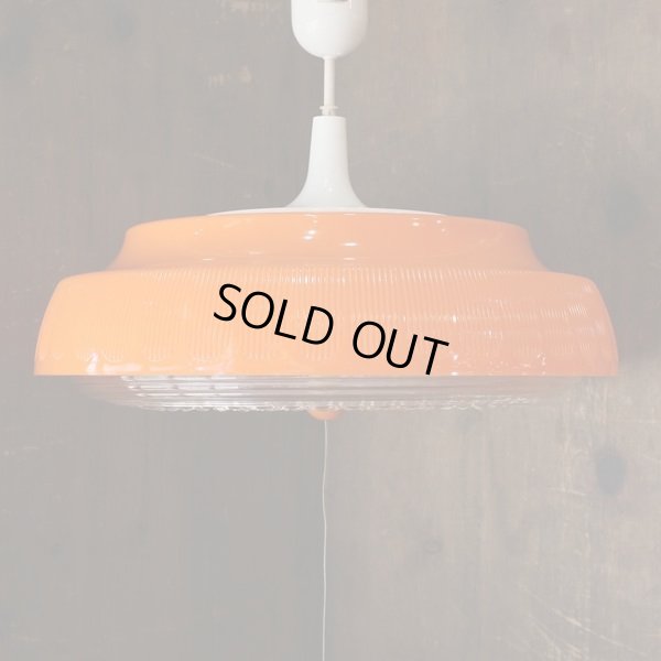 画像4: ナショナル　レトロ　ペンダントライト/吊り下げ照明　平形　粒オレンジ　ユーズド品