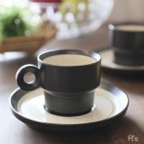 コーヒーカップ＆ソーサー　ブラウン×砂目　未使用品（め3602〉