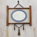 画像1: レトロ　壁掛け鏡　ウォールミラー　青玉飾り　ユーズド品（ユ3619） (1)