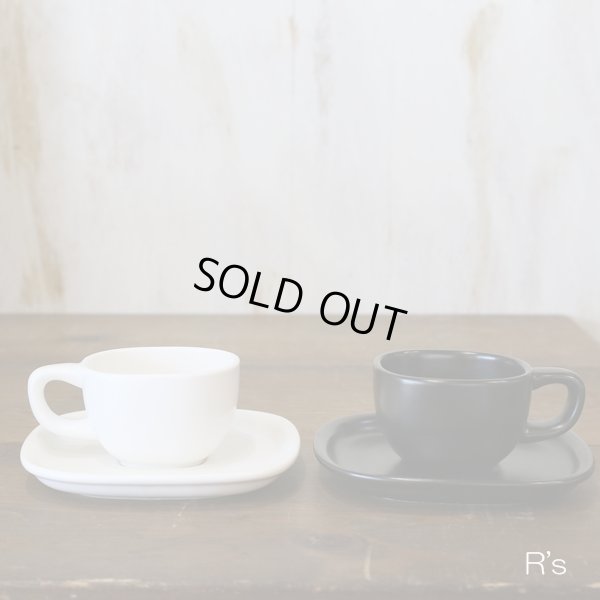 画像2: 柳宗理　セラミック　ペアカップ＆ソーサー　スクエア　ブラック＆ホワイト　未使用品