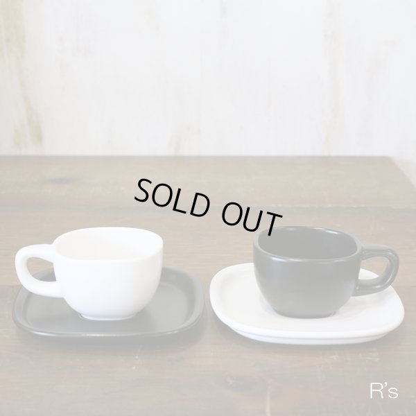 画像8: 柳宗理　セラミック　ペアカップ＆ソーサー　スクエア　ブラック＆ホワイト　未使用品