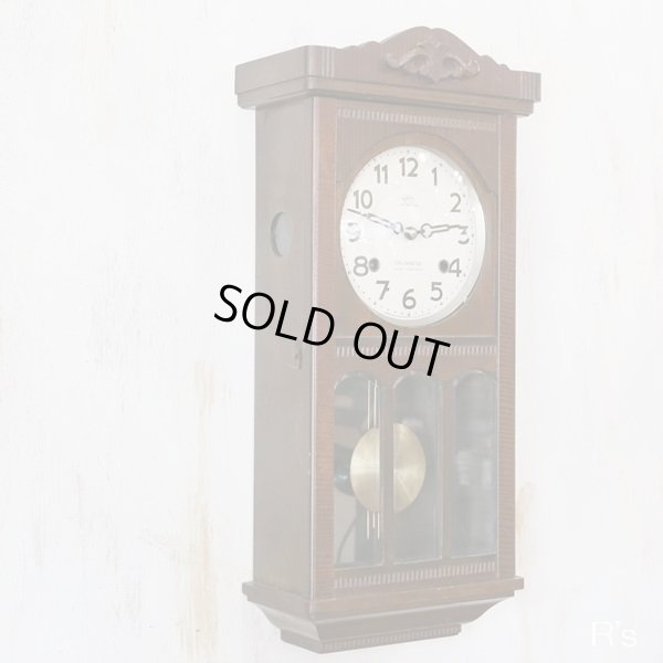 画像2: 堀田時計店　CROWNFAN　レトロ　ゼンマイ式振り子時計/掛け時計　ユーズド品（店3718）