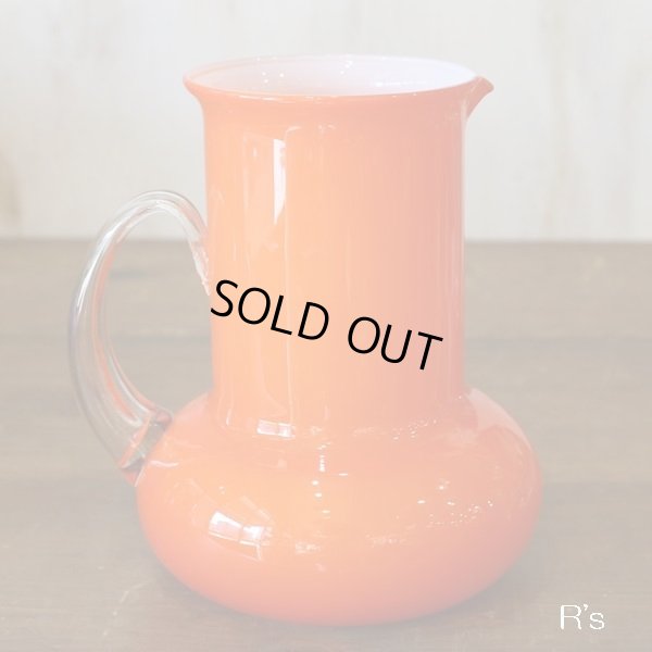 画像2: Adam＆Eve　たち吉　ガラス　ウォーターピッチャー/フラワーベース　オレンジ　未使用品（ヲ3725）