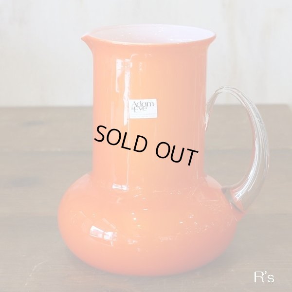 画像3: Adam＆Eve　たち吉　ガラス　ウォーターピッチャー/フラワーベース　オレンジ　未使用品（ヲ3725）