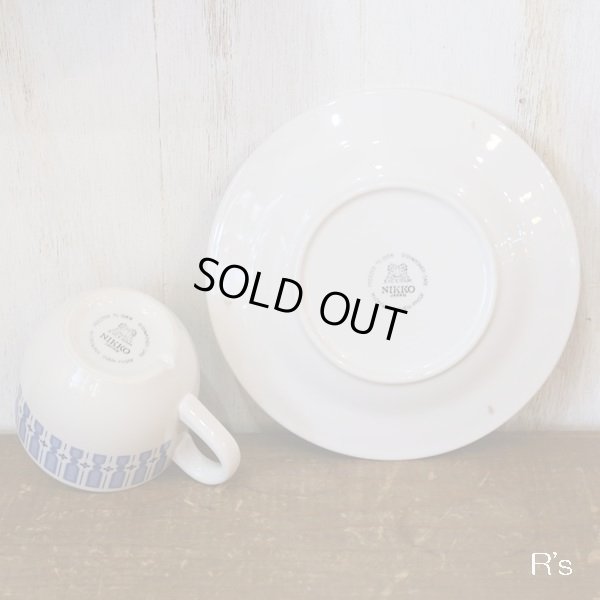 画像5: NIKKO　ニッコー　EXCERAM　カップ＆ソーサー　ブルー幾何学模様　未使用品（店3730）