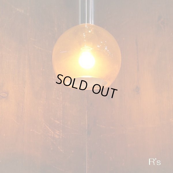 画像2: レトロ　ガラス　ペンダントライト/吊り下げ照明　オレンジ　ユーズド品