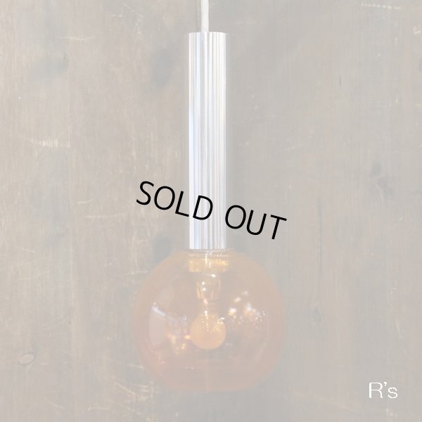 画像3: レトロ　ガラス　ペンダントライト/吊り下げ照明　オレンジ　ユーズド品