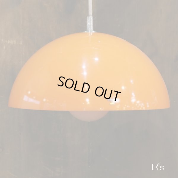 画像4: 東芝　レトロ　ドーム形　ペンダントライト/吊り下げ照明　オレンジ　ユーズド品