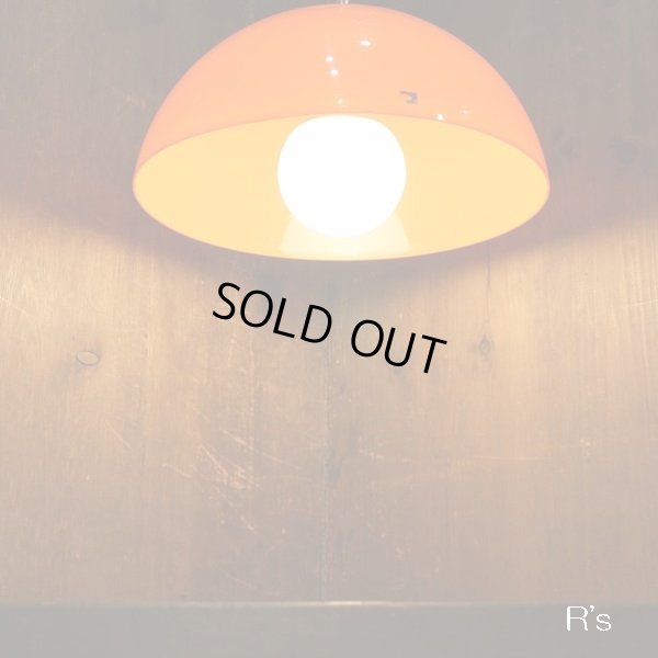 画像2: 東芝　レトロ　ドーム形　ペンダントライト/吊り下げ照明　オレンジ　ユーズド品