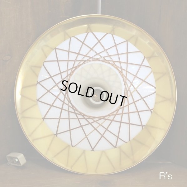 画像5: レトロ　ペンダントライト/吊り下げ照明　金色アルミ×ガラス　ユーズド品