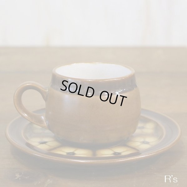 画像3: ノリタケ　FOLKSTONE　GENUINE　ストーンウェア　コーヒーカップ＆ソーサー　ブラウンライン×花柄　未使用品