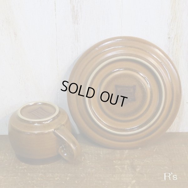 画像7: ノリタケ　FOLKSTONE　GENUINE　ストーンウェア　コーヒーカップ＆ソーサー　ブラウンライン×花柄　未使用品