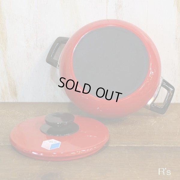 画像5: 富士ホーロー　ハニーウェア　レトロ　ホーロー両手鍋　赤　2.3L　未使用品（3A3762）