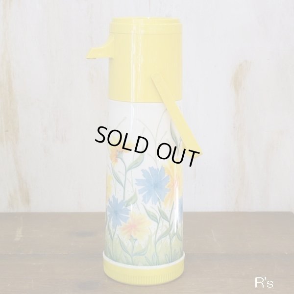 画像2: U.S.A.　アラジン　PUMP A DRINK　バキュームボトル/エアーポット　ハンドル付き　イエロー　花柄　ユーズド美品