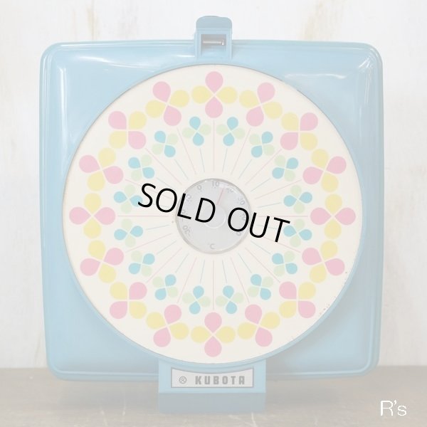 画像4: KUBOTA　クボタ　レトロ　温度計付きキッチンスケール/壁掛け秤　2Kg　ブルー　ユーズド品