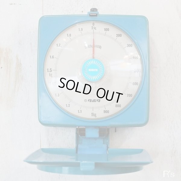 画像2: KUBOTA　クボタ　レトロ　温度計付きキッチンスケール/壁掛け秤　2Kg　ブルー　ユーズド品