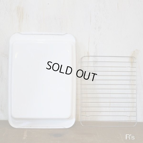 画像7: ヤマヒロ　レトロ　ホーローバット大　花柄　中敷網付き　未使用品　箱付き