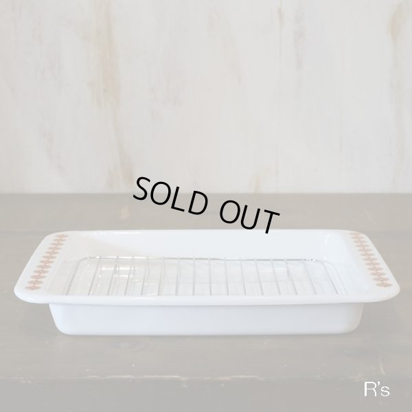 画像4: ヤマヒロ　レトロ　ホーローバット大　花柄　中敷網付き　未使用品　箱付き