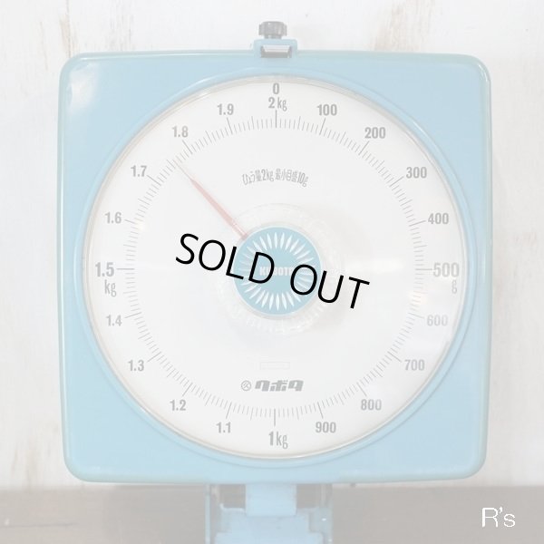 画像3: KUBOTA　クボタ　レトロ　温度計付きキッチンスケール/壁掛け秤　2Kg　ブルー　ユーズド品