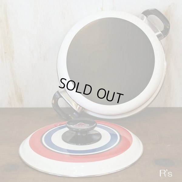 画像4: ノリタケ　ホーロー両手平鍋24　丸ライン赤×青　未使用品（よ3871）