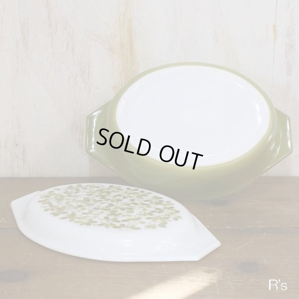 画像4: U.S.A.　オールドパイレックス　オーブンウェア　オーバルキャセロール　グリーン　アンティーク品（ヨ3885）