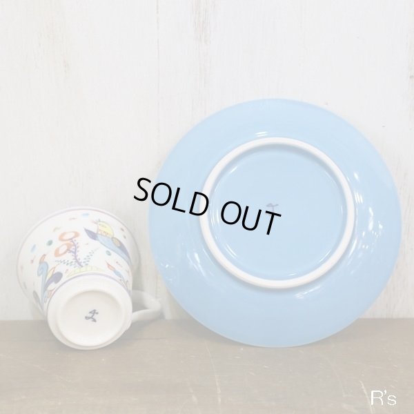 画像7: 幸兵衛窯　ペルシア色絵　鳥文様　カップ＆ソーサー　ブルー　未使用品