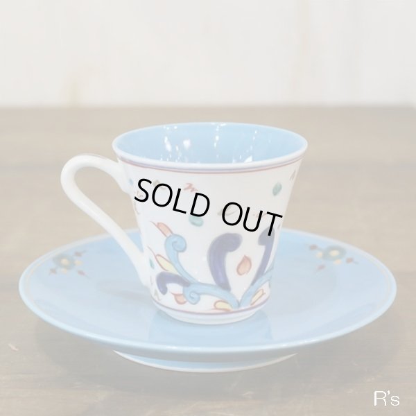 画像3: 幸兵衛窯　ペルシア色絵　鳥文様　カップ＆ソーサー　ブルー　未使用品