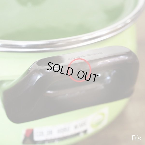 画像5: マルビシ　ハイクラス　カラーホーローウェア　両手鍋　グリーン　花柄　未使用品