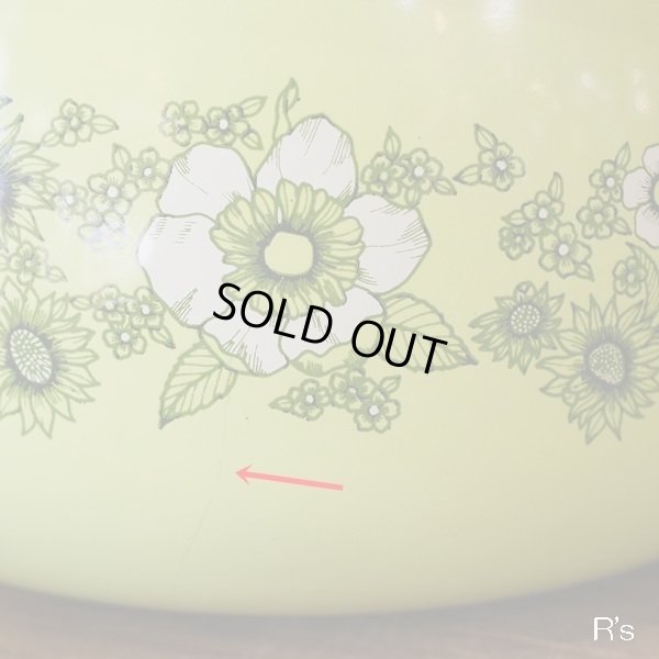 画像3: マルビシ　ハイクラス　カラーホーローウェア　両手鍋　グリーン　花柄　未使用品