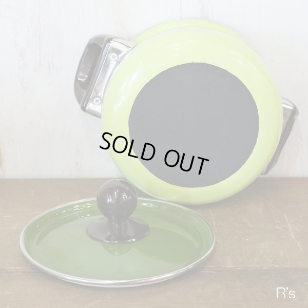 画像7: マルビシ　ハイクラス　カラーホーローウェア　両手鍋　グリーン　花柄　未使用品