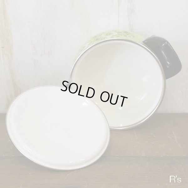 画像6: マルビシ　ハイクラス　カラーホーローウェア　両手鍋　グリーン　花柄　未使用品