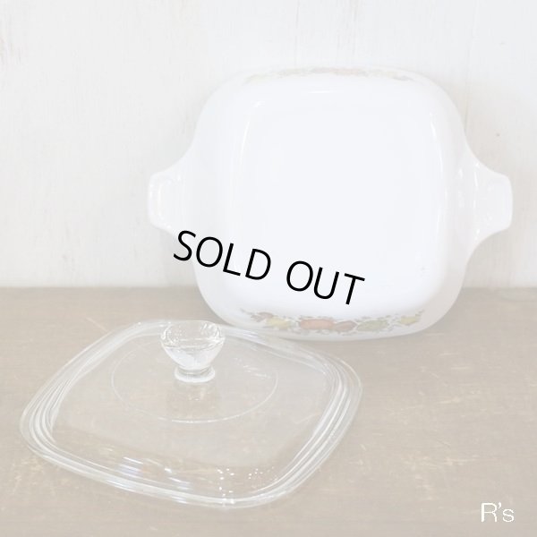 画像4: 岩城硝子　パイロセラム　蓋付きグラタン皿/両手小鍋　野菜柄　未使用品（ひ3957）