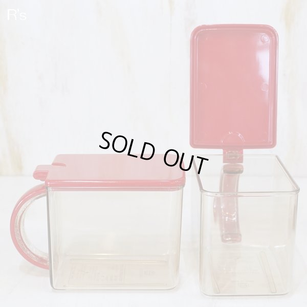 画像6: Cooking　MATE-B　レトロ　調味料保存ケース4個セット　調味料ラック　赤　仕分けシール付き　未使用品（ネ4102）