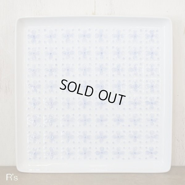 画像3: HAKUSAN　白山陶器　スクエアプレート　角型大皿　ブルー小花柄　未使用品