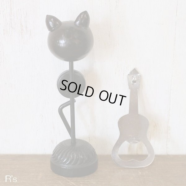 画像5: IDEAL　アイデアル　ギター型栓抜き　オープナー　黒猫型スタンド　ユーズド品（店4135）