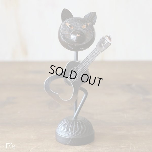 画像2: IDEAL　アイデアル　ギター型栓抜き　オープナー　黒猫型スタンド　ユーズド品（店4135）