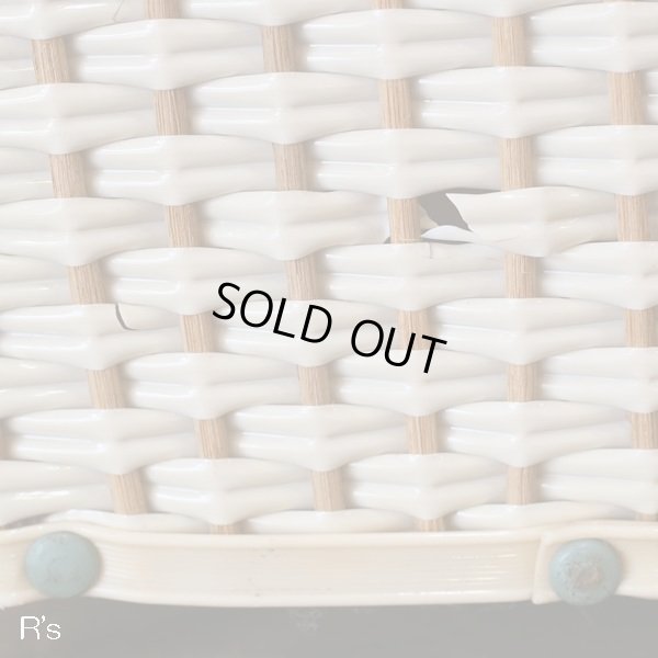 画像4: レトロ　木製　ビニール編み籠　ストッカー　花柄　ユーズド品（店4139）