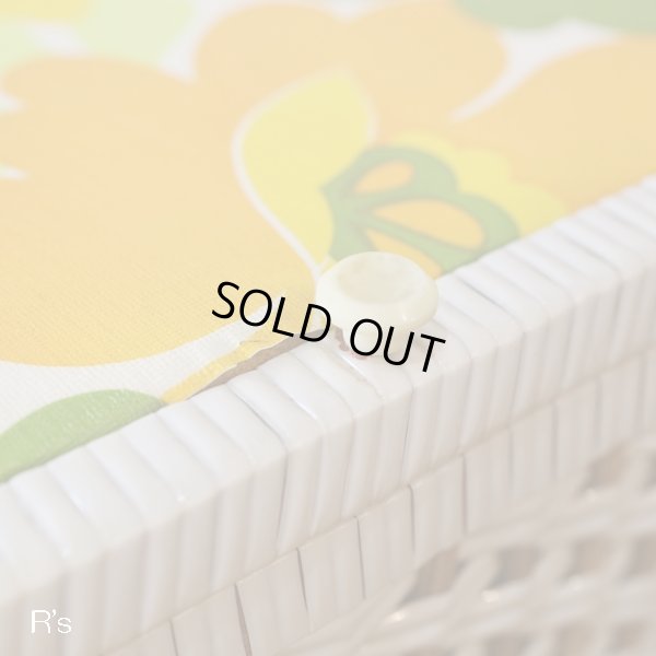 画像2: レトロ　木製　ビニール編み籠　ストッカー　花柄　ユーズド品（店4139）