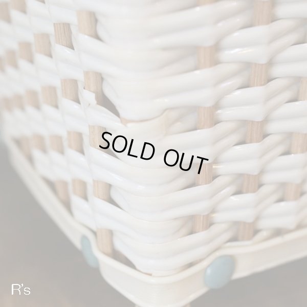 画像3: レトロ　木製　ビニール編み籠　ストッカー　花柄　ユーズド品（店4139）