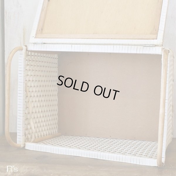 画像6: レトロ　木製　ビニール編み籠　ストッカー　花柄　ユーズド品（店4139）